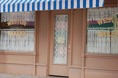 outside of a small town bakery